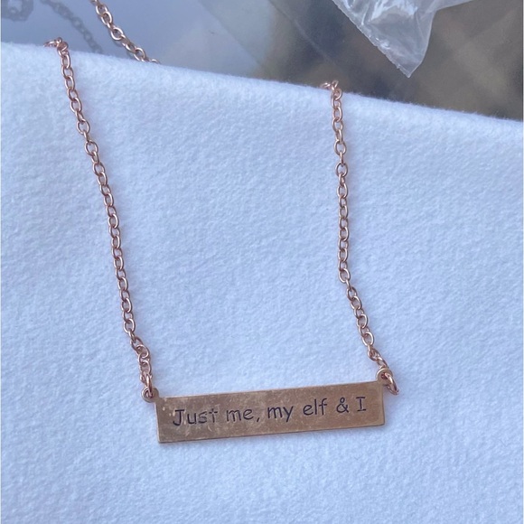 NWT Just Me, My Elf & I Rose Gold Toned Dainty Christmas Holiday Necklace - Picture 1 of 7